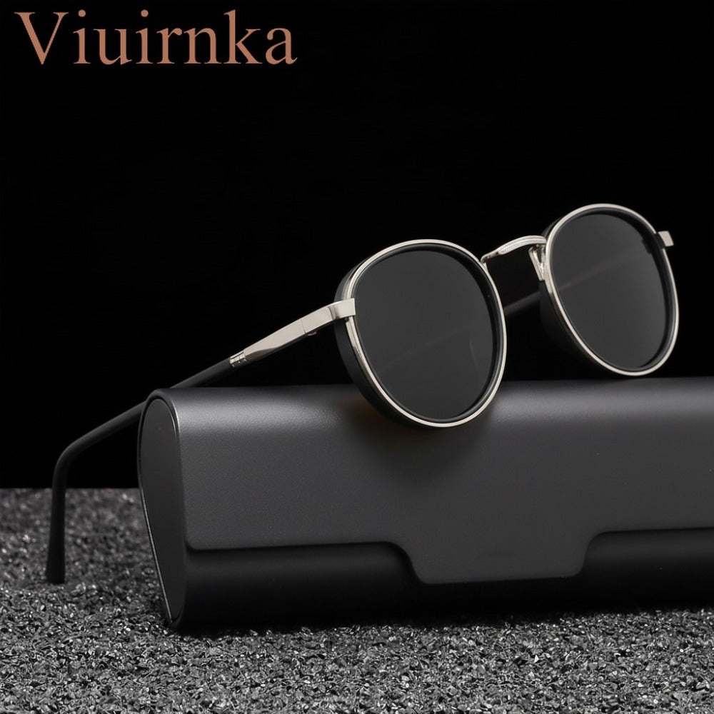 Fashion Sunglasses - Round Metal Polarized Unisex TAC Lens UV Protection, Lightweight Durable - product detail view 5