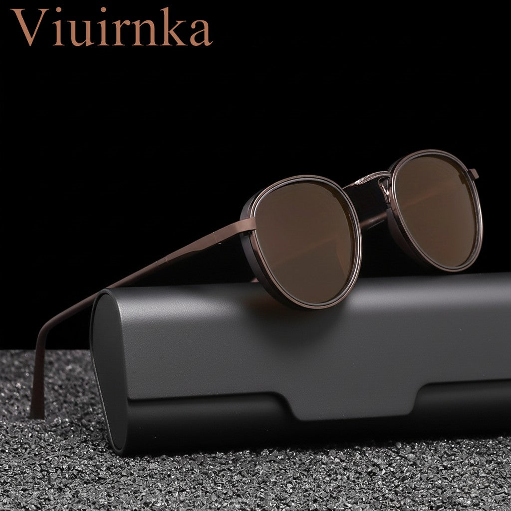 Sunglasses Round Metal Sunglasses with Lenses, Protective Case and 5 Frame Combinations with Specific Frame, Lens Color and Pack Choices