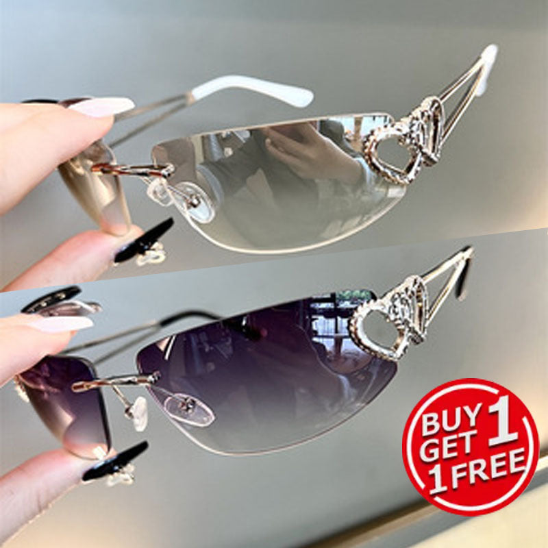 Y2K Rimless Sunglasses 2-Pack for Couples with Mercury Mirror Lenses and 6 Lightweight Color Pairings