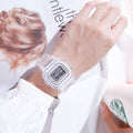 Watch with Transparent Square Case, LED Digital Display and 8 Retro-Futuristic Strap Colors