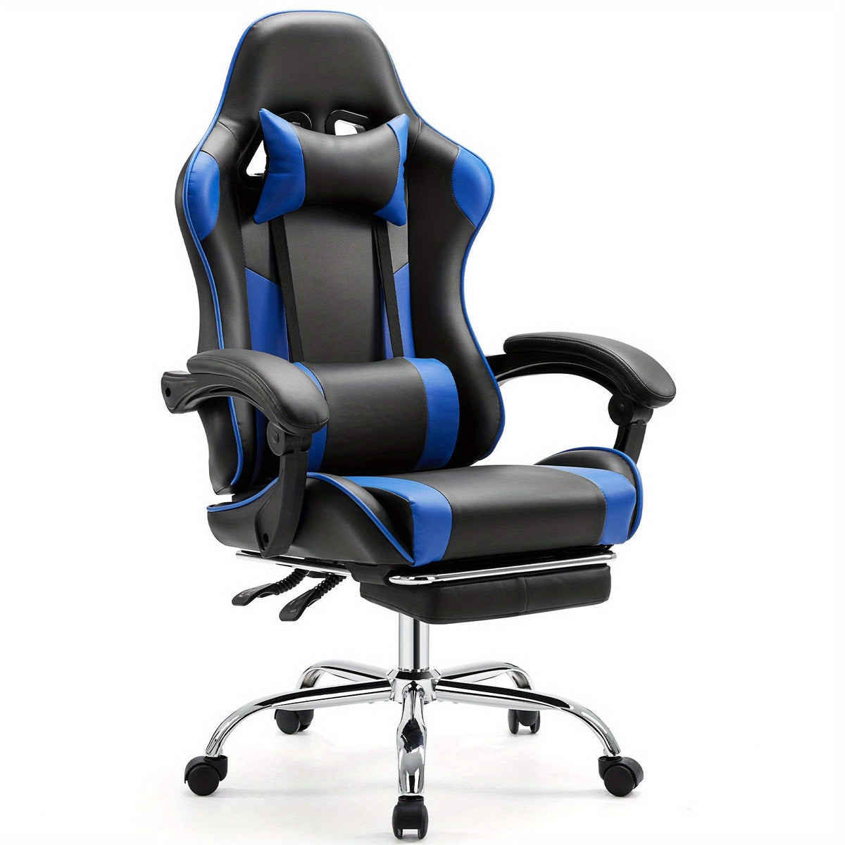 Gaming Chair Faux Leather High Back with Flip-Up Armrests, 360° Swivel and Footrest or No-Footrest Options