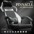 Gaming Chair PU Leather with Pocket-Spring Seat, 300lb Rating, Massage Lumbar, Footrest and 360° Swivel