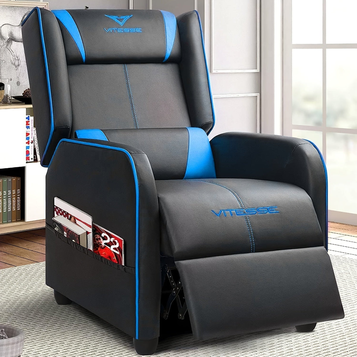 Faux Leather Gaming Recliner Chair for Comfortable Everyday Seating in Living Room