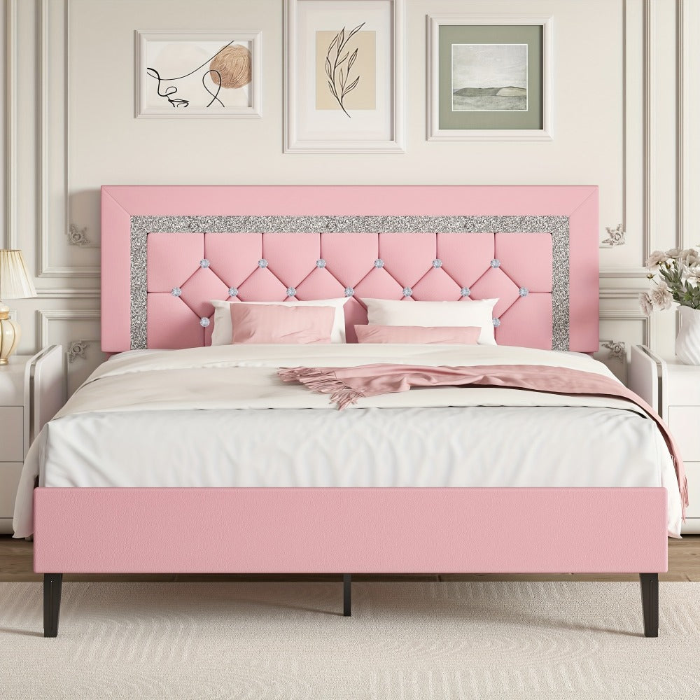 Faux Leather Twin Bed Frame with Solid Wood Construction for Bedroom Comfort and Support detail image - detail view 10