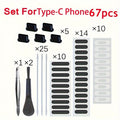 Phone Dust Plug Kit 67PCS – Type-C & Lightning Port Protectors, Speaker Dust Mesh Stickers, Cleaning Brush Set