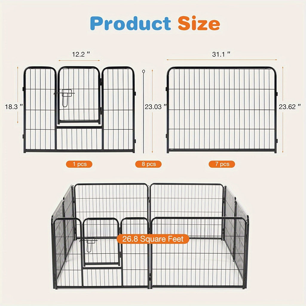 Dog Playpen Heavy Duty Foldable – 8 & 16 Panel Pet Exercise Pen for Large Medium Small Dogs, Portable Indoor Outdoor Puppy Pen for Yard