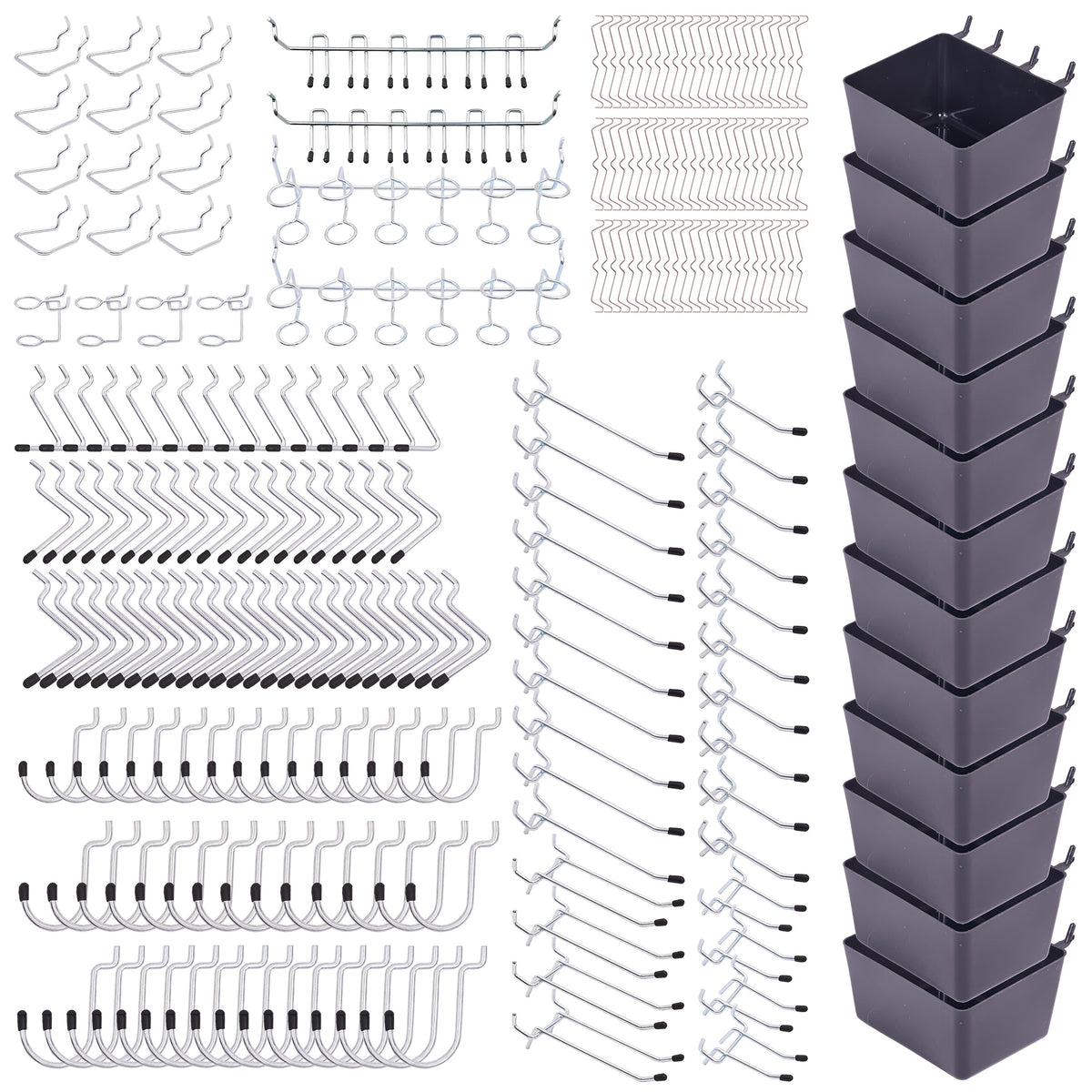 Pegboard Hooks Organizer Kit 278pcs with Bins – 1/8 & 1/4 Inch Peg Board Hook Assortment for Garage Wall Tool Storage | Hanging Storage