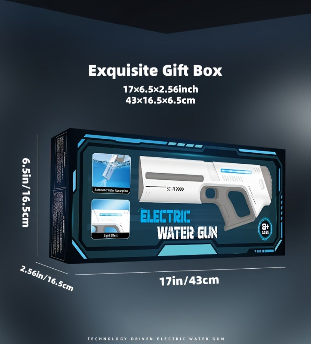 Rechargeable Electric Water Blaster with Pulse Light, Self-Fill Function and Blue, White or Brown Gift Box Options