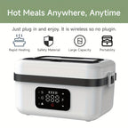 Heated Lunch Box, 8000mAh Battery-Powered 60W 1L Food Warmer with Timer and Power Bank Function