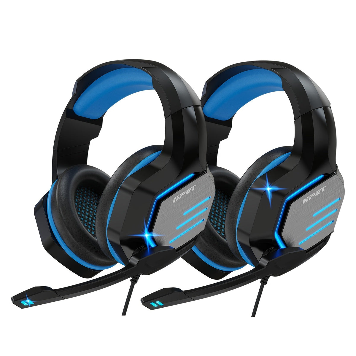 NPET Gaming Headset PS4 PS5 Xbox One PC Noise Cancelling Mic Stereo Over-Ear for Bedside Audio, Alarms and Room Entertainment