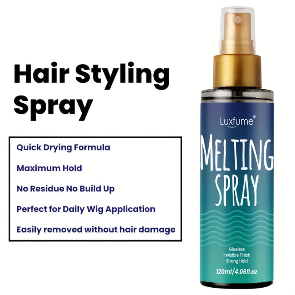 Lace Melting Spray for Wigs Invisible Hold No Residue Strong Bond Transparent Wig Adhesive for Home, Travel and Salon Hair Styling
