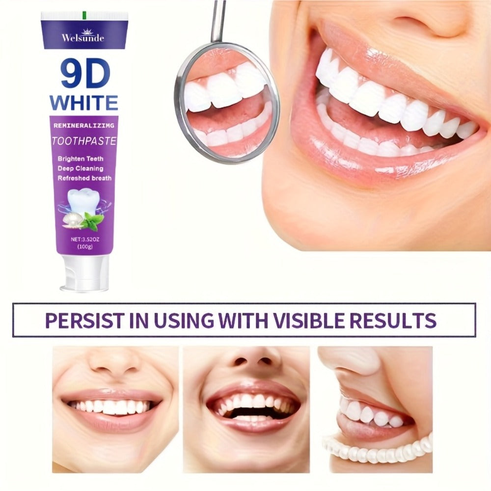 Two-Pack 100g Purple Mint Toothpaste with Hydroxyapatite and Niacinamide Listed on Ingredient Panel