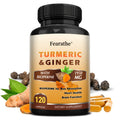Herbal Supplements with Fearathe Label, Turmeric Ginger and Black Pepper Capsules, 120 Count