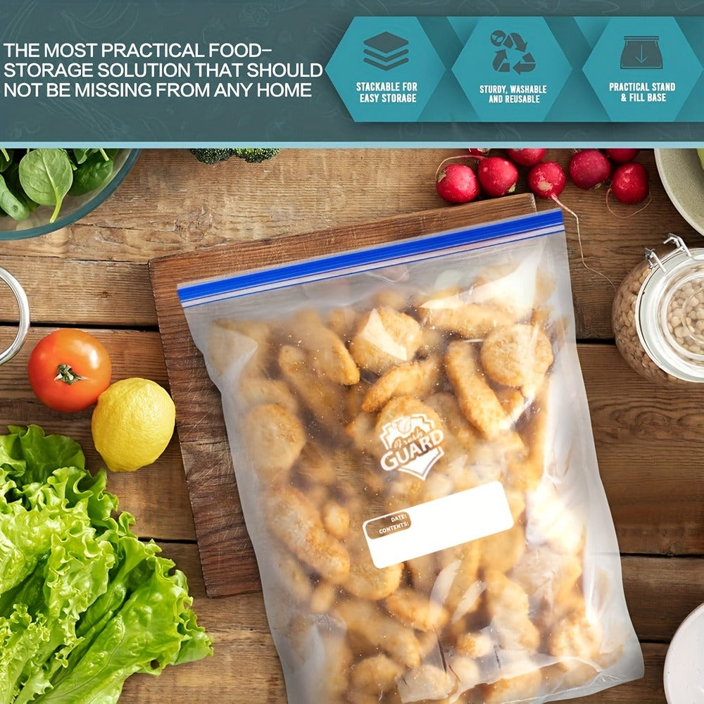 Reclosable Food Storage Bags Heavy Duty Ziplock Seal Fresh-Keeping Bags for Fruits Vegetables Grains Meat Kitchen Organizer Multiple Sizes