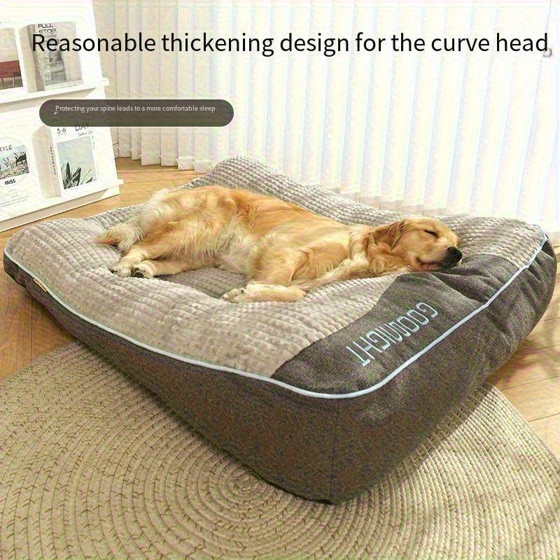 Thickened Dog Bed for Winter Warmth – Soft Polyester Fiber Fill, Collapse-Resistant, Machine Washable Cat & Dog Bed for Large Breeds