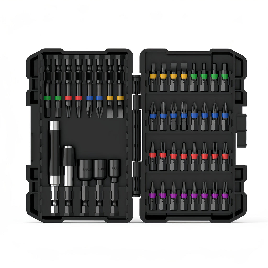 Impact Screwdriver Bit Set 45-Piece – Heavy-Duty Torx, Phillips, Flat & Square Bits with Storage Box, Compatible with Impact Drivers