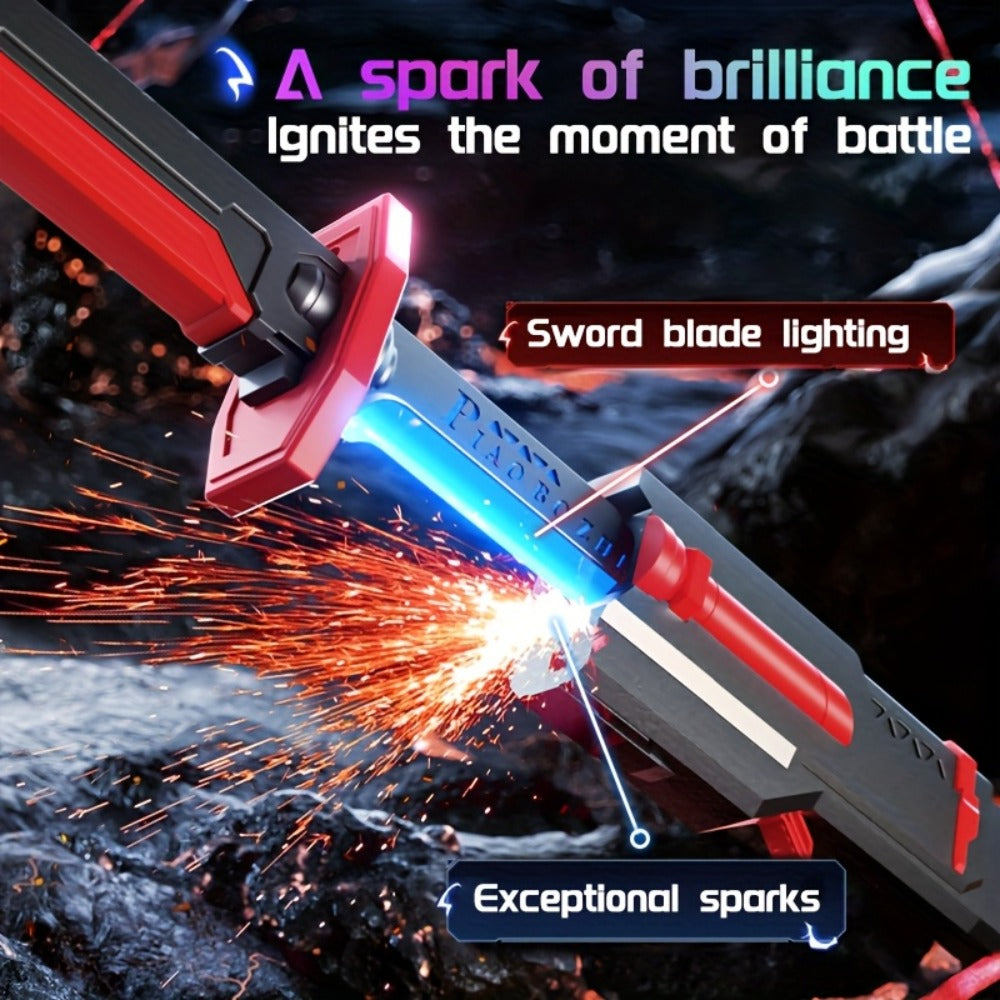 LED Light Katana Sword 31.5", Pro Cosplay Luminous Saber with Spark-on-Draw, Multi-Color LED