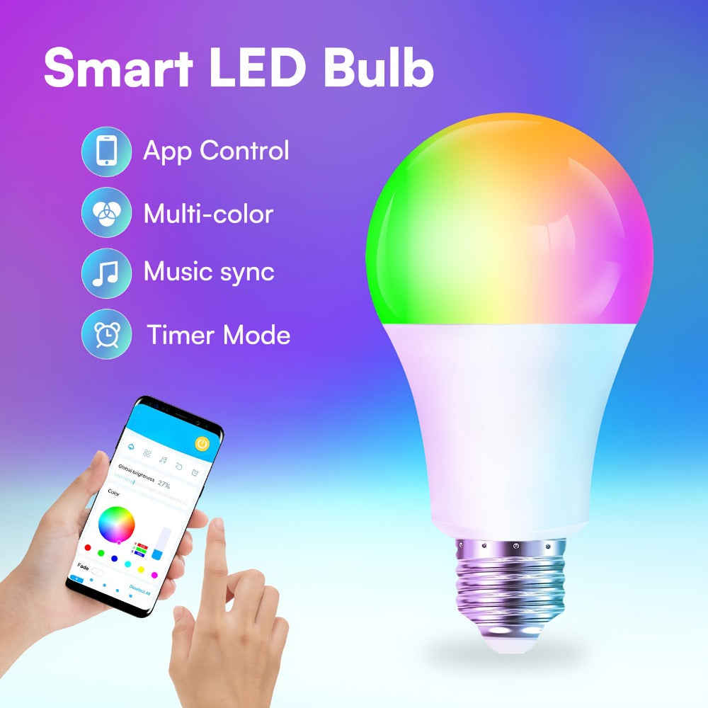Alexa Smart Light Bulbs RGB Color Changing 2 Pack A19 E26 WiFi – Voice App Control LED Bulbs Compatible with Google Home, Music Sync