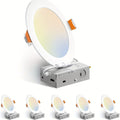 6 Inch LED Recessed Light 5CCT Selectable Dimmable – 12W 1050LM, 2700K-5000K, ETL Listed Slim Canless Downlight for Kitchen