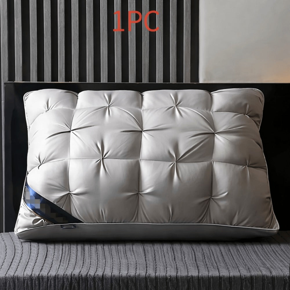 Hotel Quality Pillow Soft Polyester Fiber Deep Sleep Neck Support – No Collapse All Season Machine Washable Satin Cover Zipper Closure White