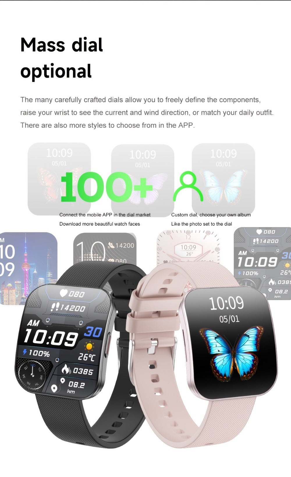 Smartwatch with 1.85-Inch Curved Touchscreen, Calling, Camera and Music Controls in Four Options