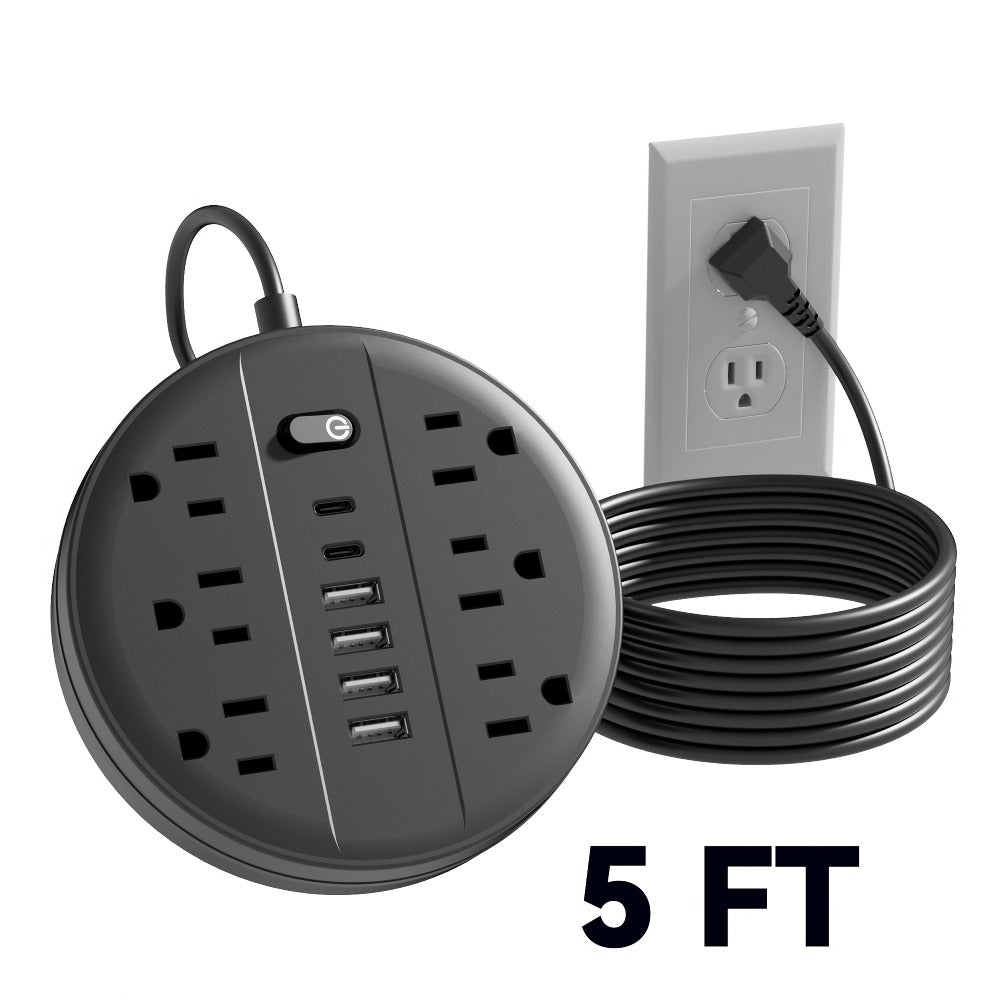 Power Strip 12-in-1 Wall-Mount Surge Protector with 6 AC Outlets, 4 USB-A, 2 USB-C and Three Cord Lengths