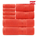 Striped Bath Towels, Towel Set 8 Piece 550GSM Pure Cotton Vintage Striped Bath, Hand Towels and Washcloths for Home and Guest Use