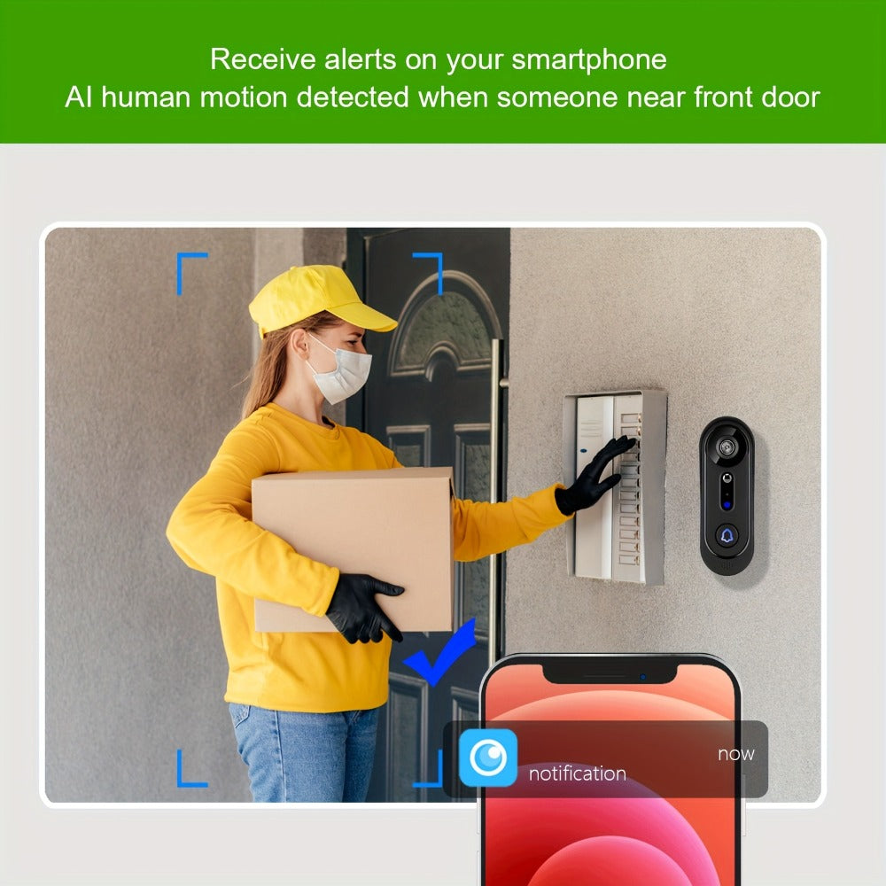 Smart Doorbell Camera 1080P HD Wireless Battery Powered – Night Vision, Motion Detection, Two-Way Audio, Indoor Chime