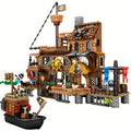 Pirate Wharf Building Blocks Set with 573-Piece Source Record, Model 1547, Boat, Dock and Multi-Level Supply Center