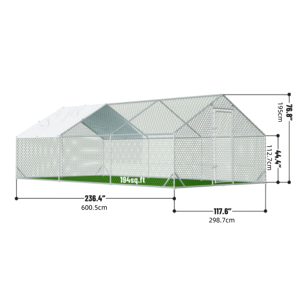 Metal Chicken Run Walk-in Poultry Enclosure with UV Protection - Dome Flat & Spire Roof Styles