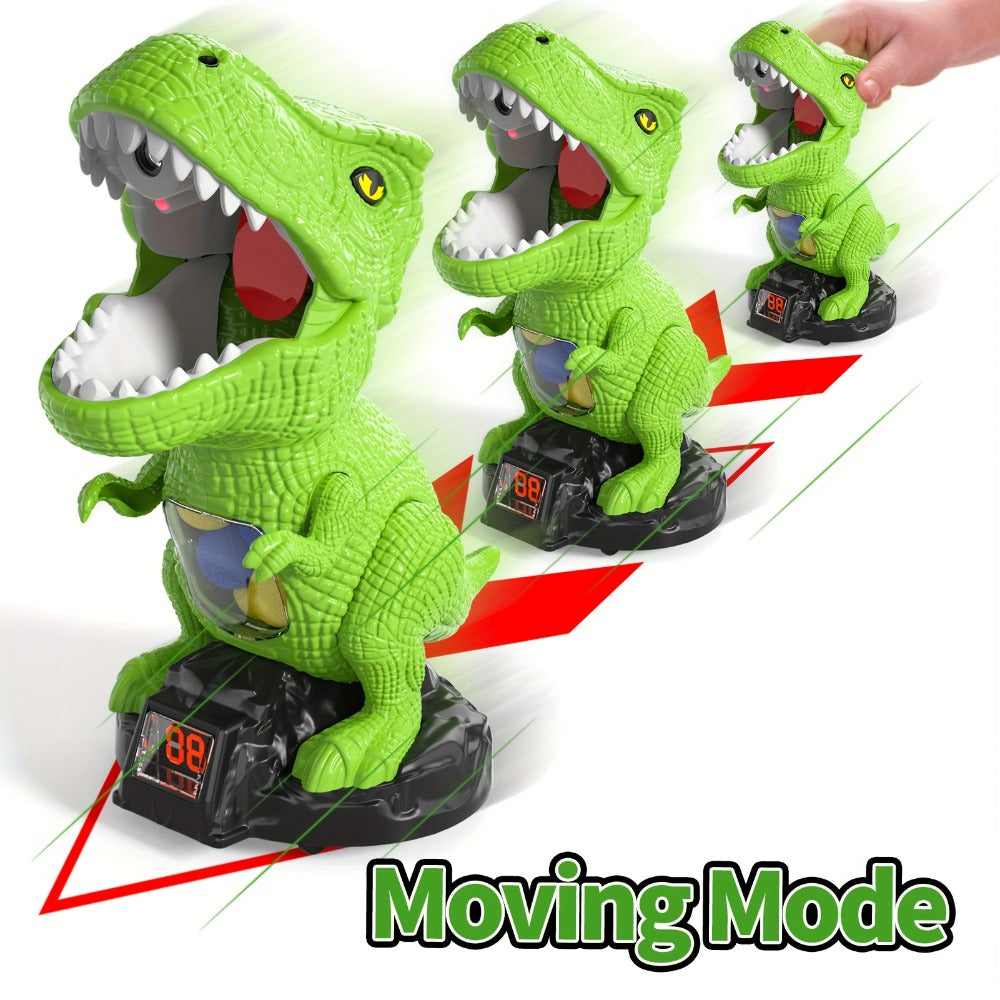 Dinosaur Shooting Game Toy with Sound Light & Spray, Movable Dino Target Launcher Set with Foam Bullets & Goggles for Boys Kids Ages 3+