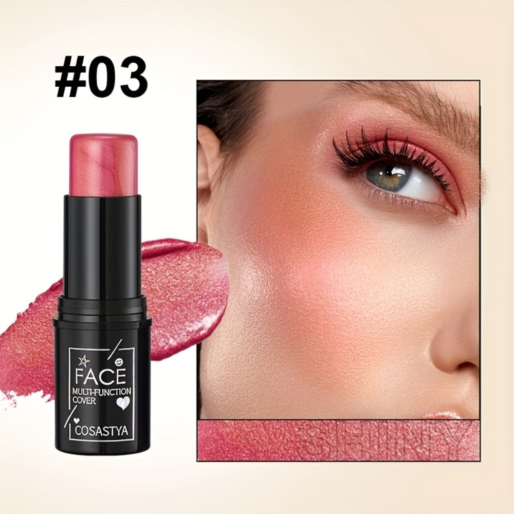 Blush Stick Makeup Set 6 Piece, 3-in-1 Waterproof Blush Eyeshadow Touch-Up Sticks, All-Day Glossy Shimmer