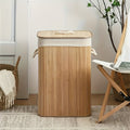 Upgrade or Ordinary Rectangular Collapsible Laundry Hamper with Slatted Body, Lid and Side Handles