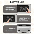 Five-Tray Stackable Food Dehydrator with 240W Heating, 95–158°F Control and Silver or Green Options