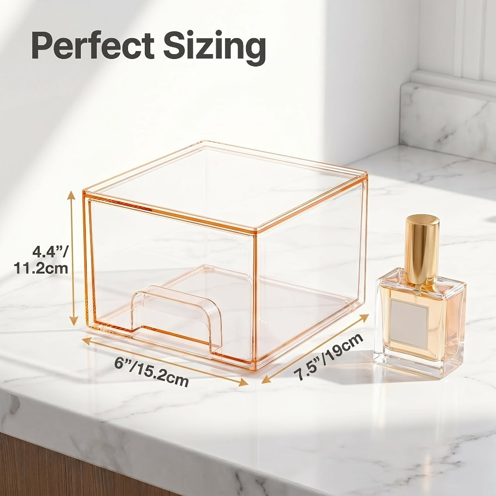 Clear Stackable Storage Drawers 8 Pack – Acrylic Bathroom Organizer Bins with Pull-Out Handle, BPA-Free Plastic Makeup Storage for Vanity