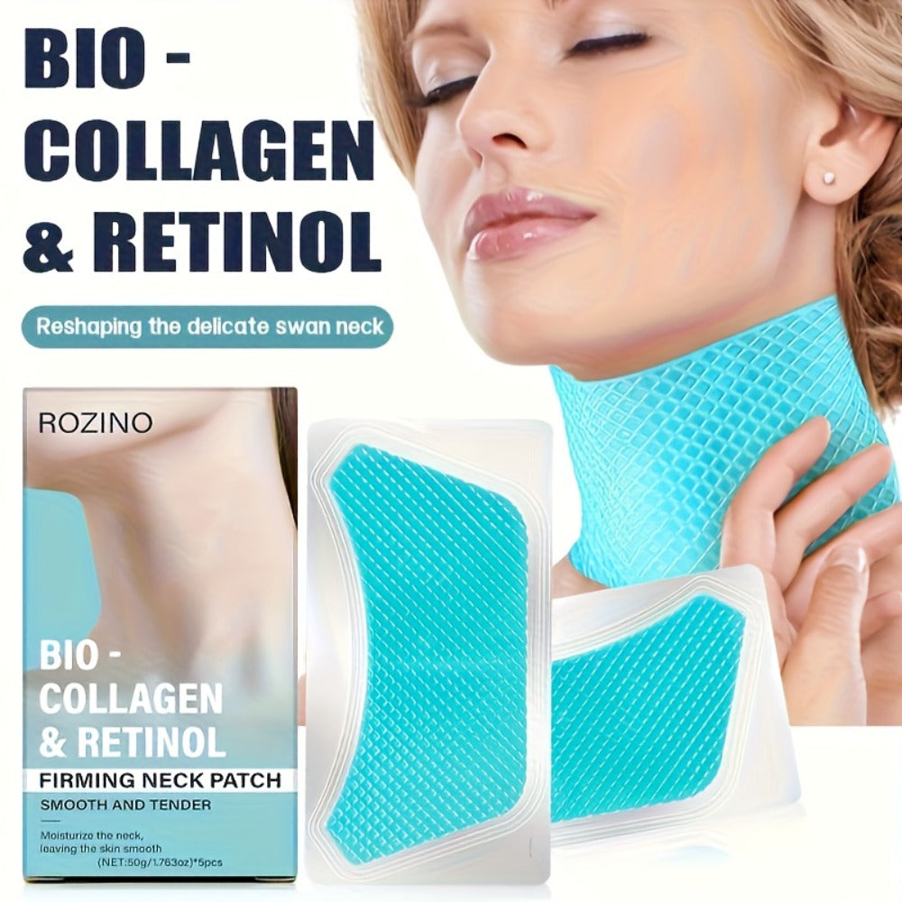 Bio Collagen Neck Lift Mask 5 Pack - & Gel Patches, Anti-Wrinkle, Neck Skincare Treatment for Entryways, Bedrooms and Living Spaces