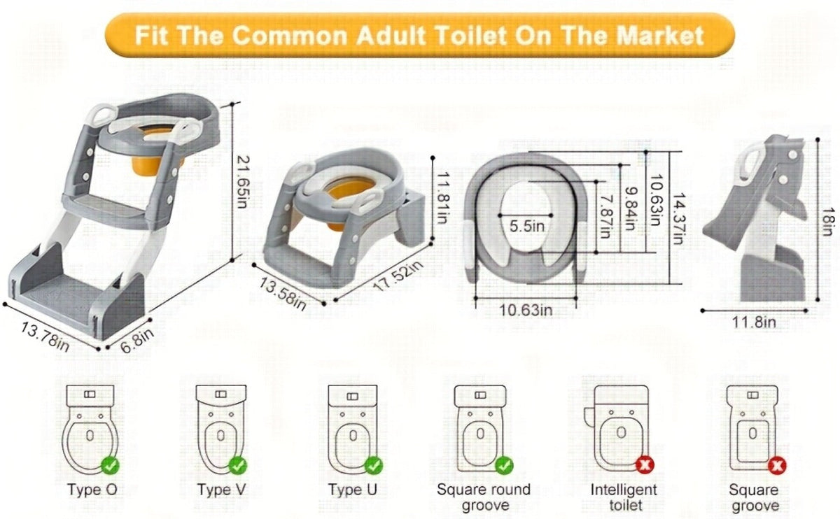 Potty Training Seat with Step Ladder 2-in-1 Toddler Toilet Seat & Stool - Foldable Kids Potty Chair with Splash Guard