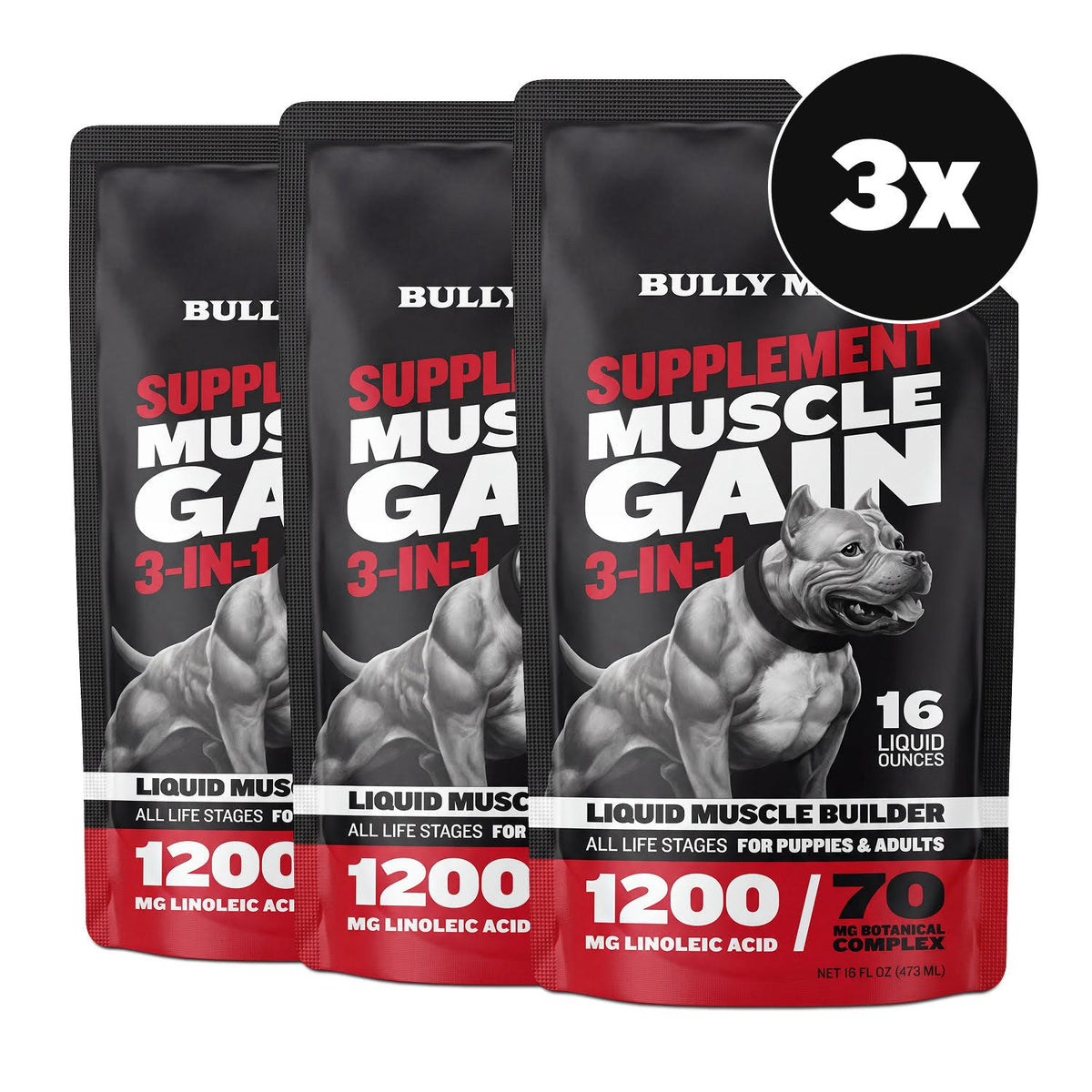 Liquid Muscle Support Supplement for Dogs 3 bottles