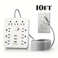 Power Strip with USB Ports, 12-in-1 with 45-Degree Angled Plug, 9 AC Outlets, 3 USB-A Ports and 10-Foot Extension Cord