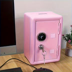 Password Lock Cash and Coin Storage Box with Key Lock Portable Money Box for Saving Cash Coins Notebooks Passports Valuables Home Office