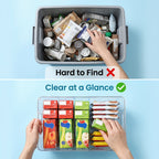 Clear Stackable Storage Bin Set with Six 10 x 6 x 5-Inch Containers, Matching Lids and Side Handles