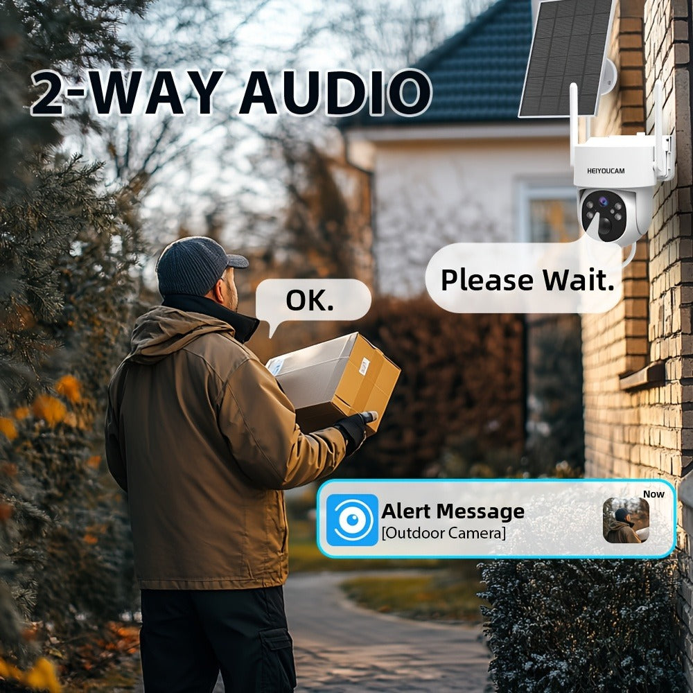 AI Auto Tracking Solar Security Camera Outdoor 360° Dome – AI Human Detection, Full Color Night Vision, Smart Siren & Spotlight