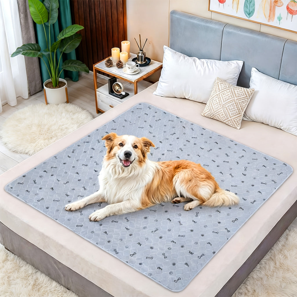 Dog Training Pads Washable Bone-Print Mat with Seven Size-Pack Options and Non-Slip Moisture-Barrier Backing