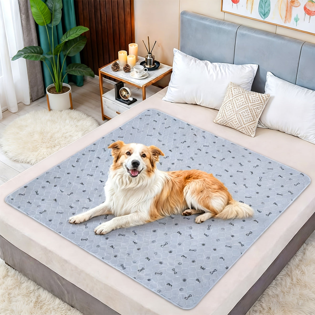 Dog Training Pads Washable Bone-Print Mat with Seven Size-Pack Options and Non-Slip Moisture-Barrier Backing