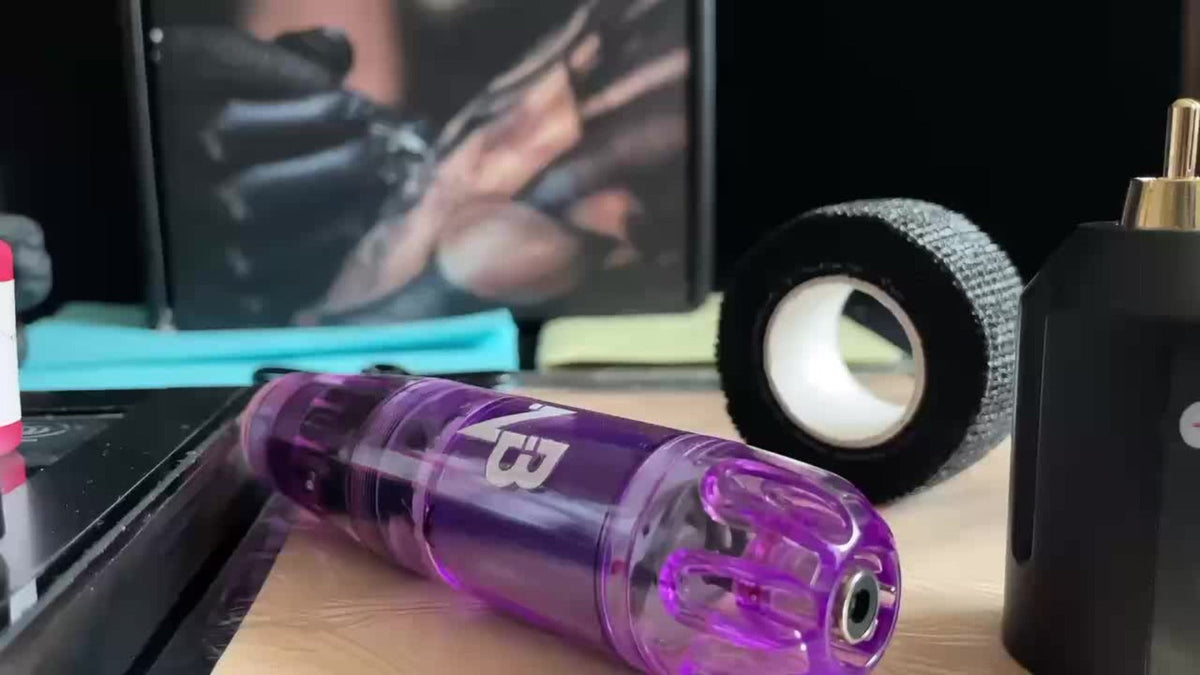 Tattoo Machine Kit GOLDPLUME TM-74 Wireless Rotary Pen with 1500mAh Battery, 10 Cartridges and 7 Ink Bottles