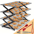 Foldable Cooling Rack Set, Stackable Oven Cookie Cake Drying Rack with Free Baking Tools (Silicone Spatula