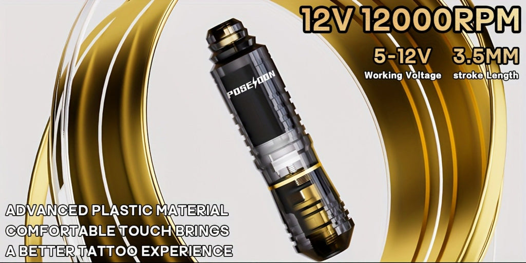 Tattoo Machine Kit POSEIDON BT17-XH Wireless Pen with 1200mAh Battery, LCD, 10 Cartridges and 6 Inks