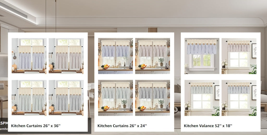 Semi Sheer Curtains Bohemian Linen Cotton Patchwork Grommet Top Window Drapes for Bedroom Living Room Kitchen Bathroom Cafe