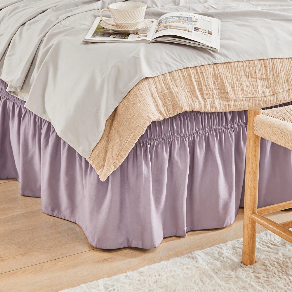 Bed Skirt with Adjustable Elastic Belt – Ruffle Microfiber Dust Ruffle 15 Inch Drop, Hotel Quality, Fade Resistant, Machine Washable