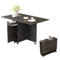 Foldable Rolling Dining Table with Storage Shelves, Six Casters and Four Wood-Tone Color Options